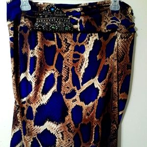 Knee length cotton snake print skirt